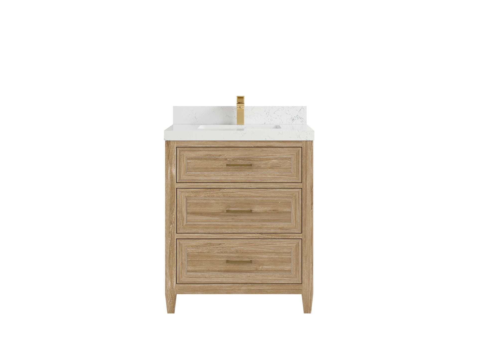 Santa Monica Teak 30 in. W x 22 in. D Single Sink Bathroom Vanity in Whitewashed with 2 in Empira Quartz Countertop