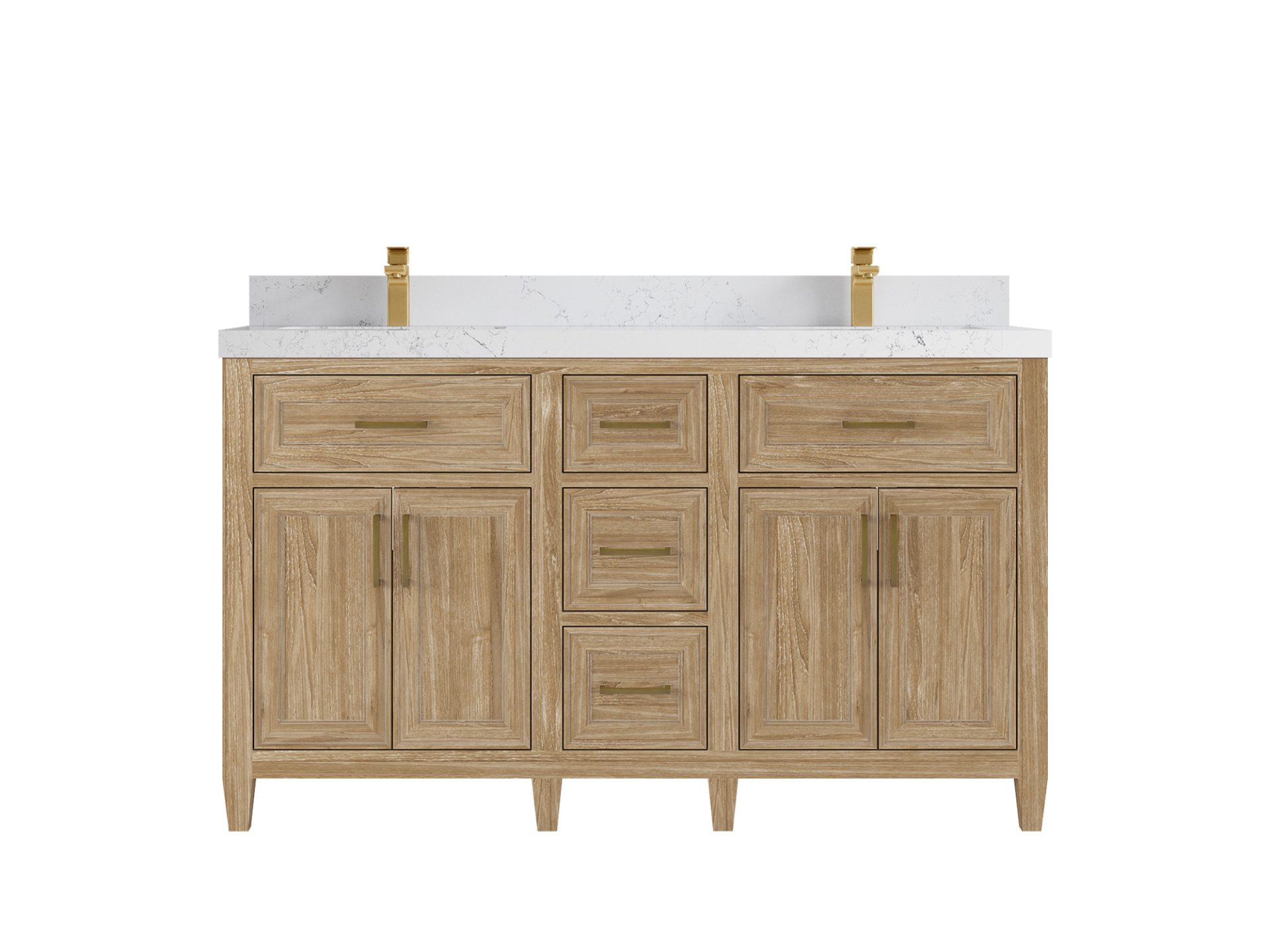 Santa Monica Teak Wood 60 in. W x 22 in. D Double Sink Bathroom Vanity