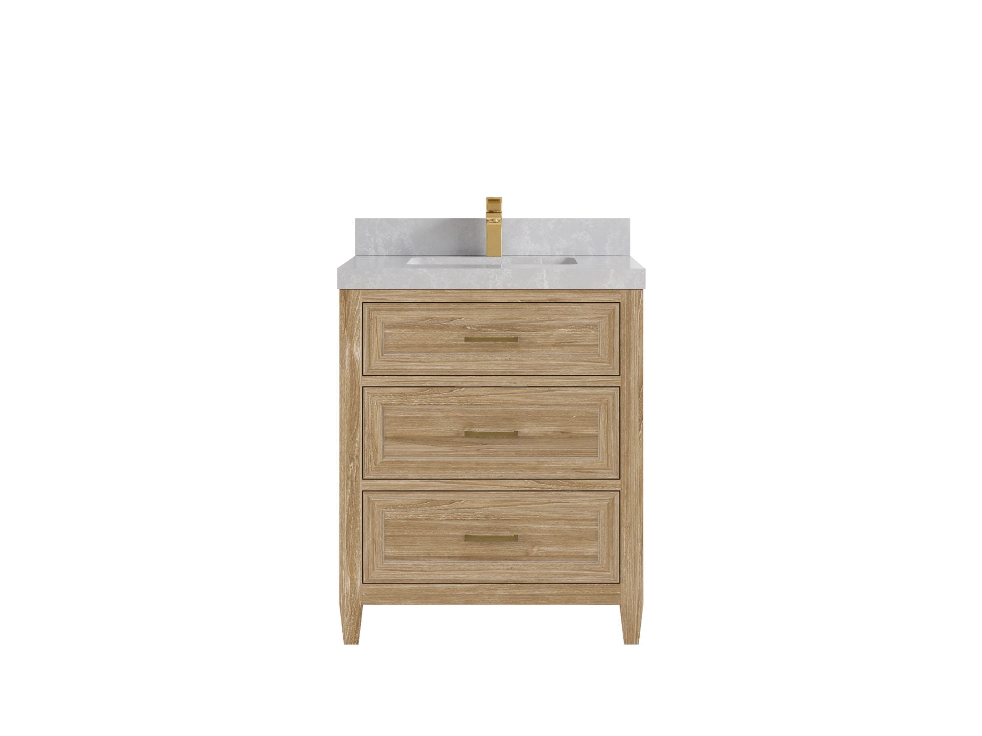 Santa Monica Teak 30 in. W x 22 in. D Single Sink Bathroom Vanity in Whitewashed with 2 in Pearl Light Gray Quartz Countertop
