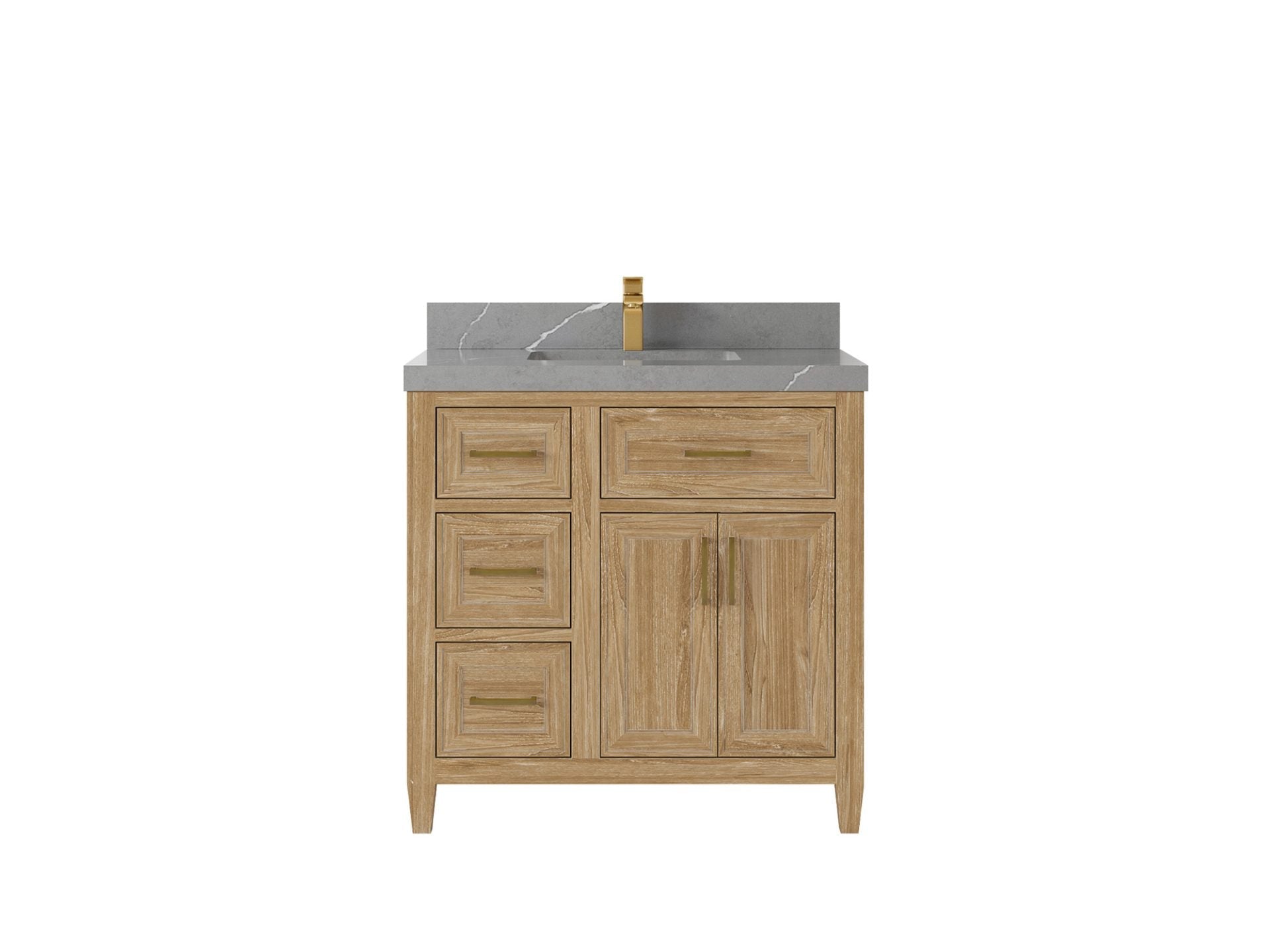 Santa Monica Teak Wood 36 in. W x 22 in. D Center Sink Bathroom Vanity