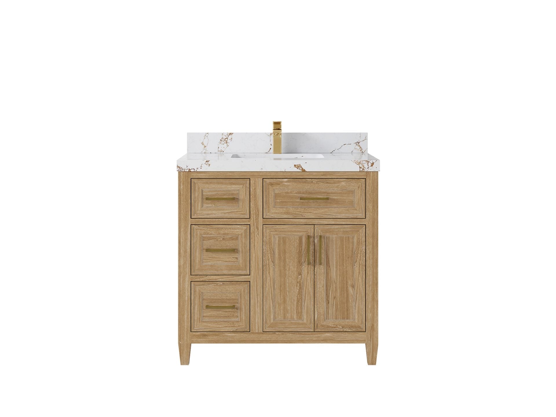 Santa Monica Teak Wood 36 in. W x 22 in. D Center Sink Bathroom Vanity