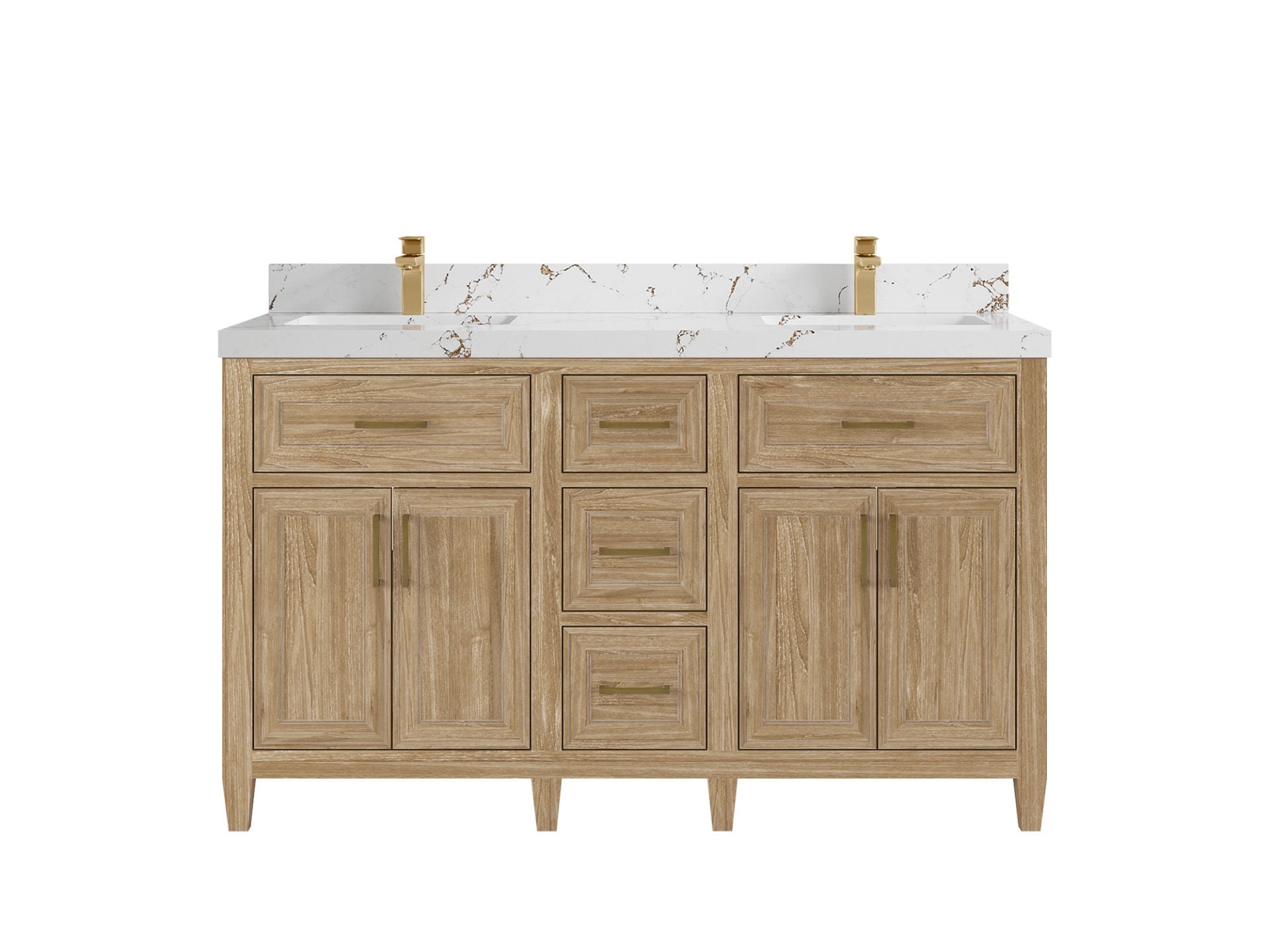 Santa Monica Teak Wood 60 in. W x 22 in. D Double Sink Bathroom Vanity