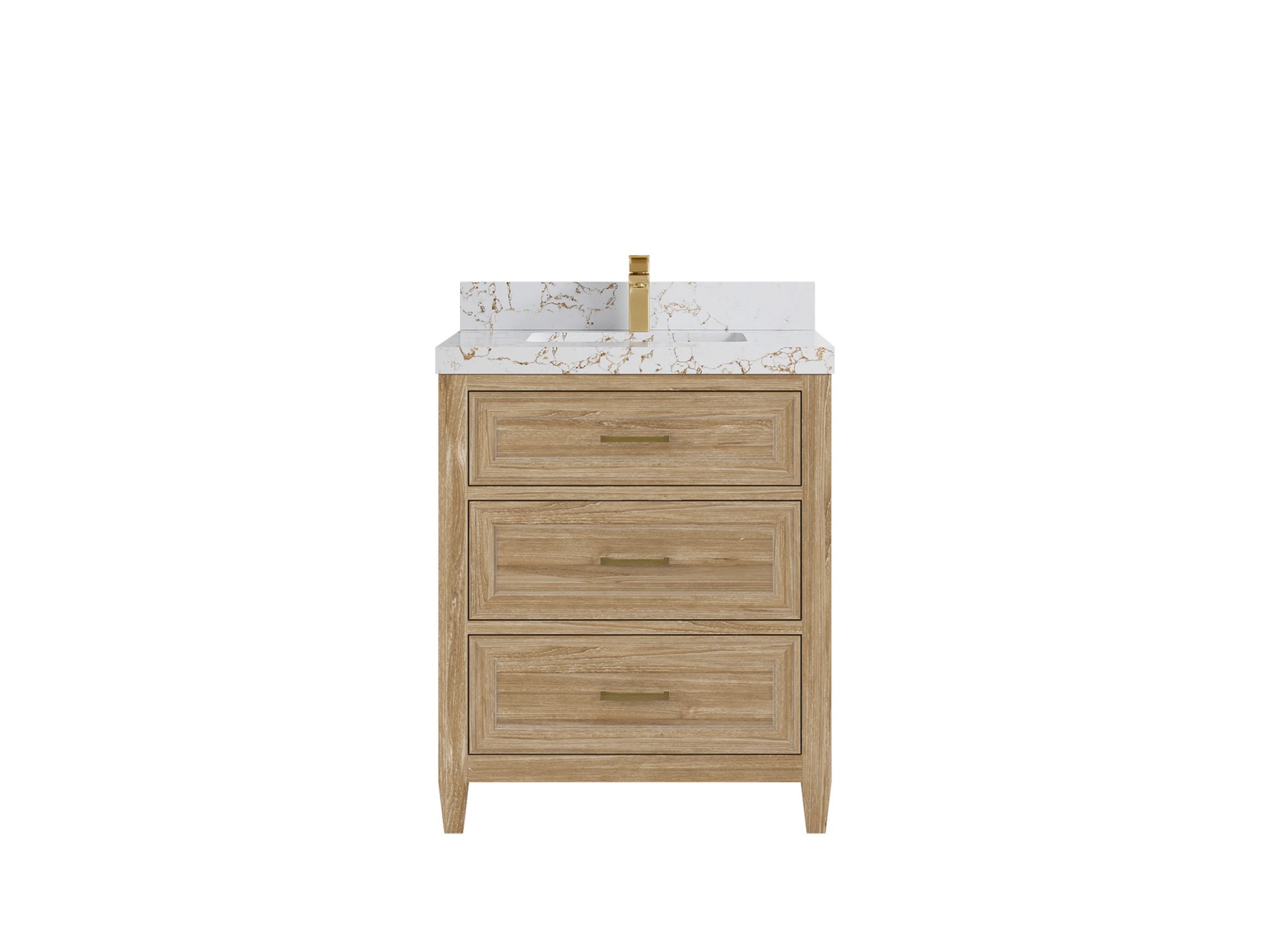 Santa Monica Teak 30 in. W x 22 in. D Single Sink Bathroom Vanity in Whitewashed with 2 in Viola Gold Quartz Countertop