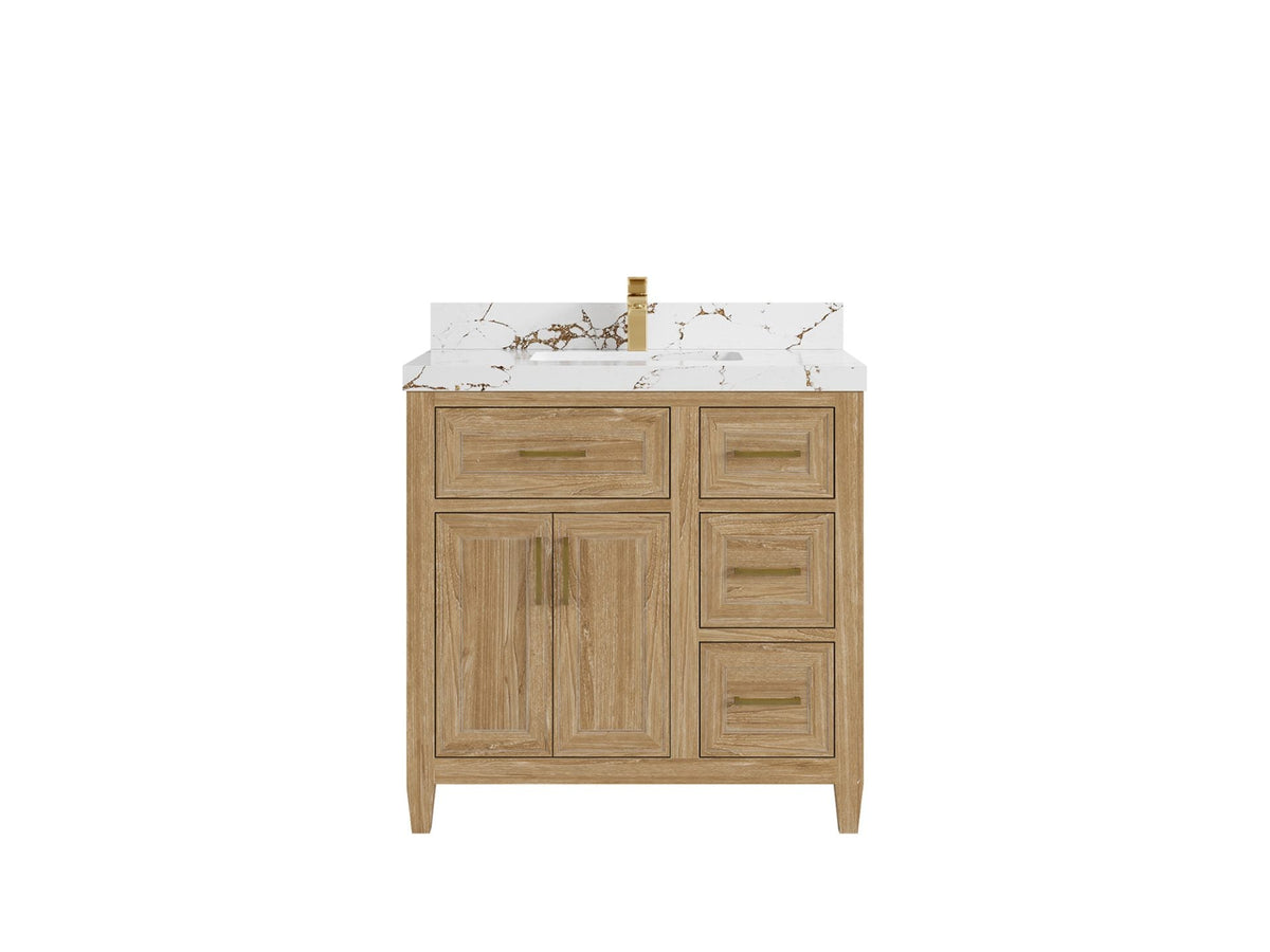 Santa Monica Teak Wood 36 in. W x 22 in. D Single Sink Bathroom Vanity