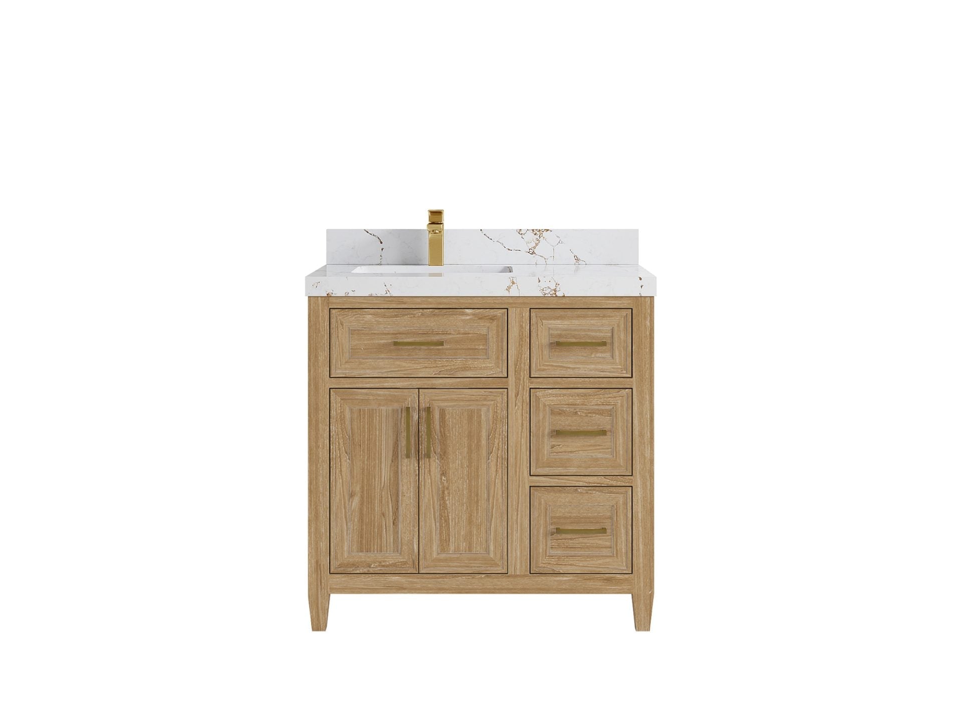 Santa Monica Teak Wood 36 in. W x 22 in. D Left Offset Sink Bathroom Vanity