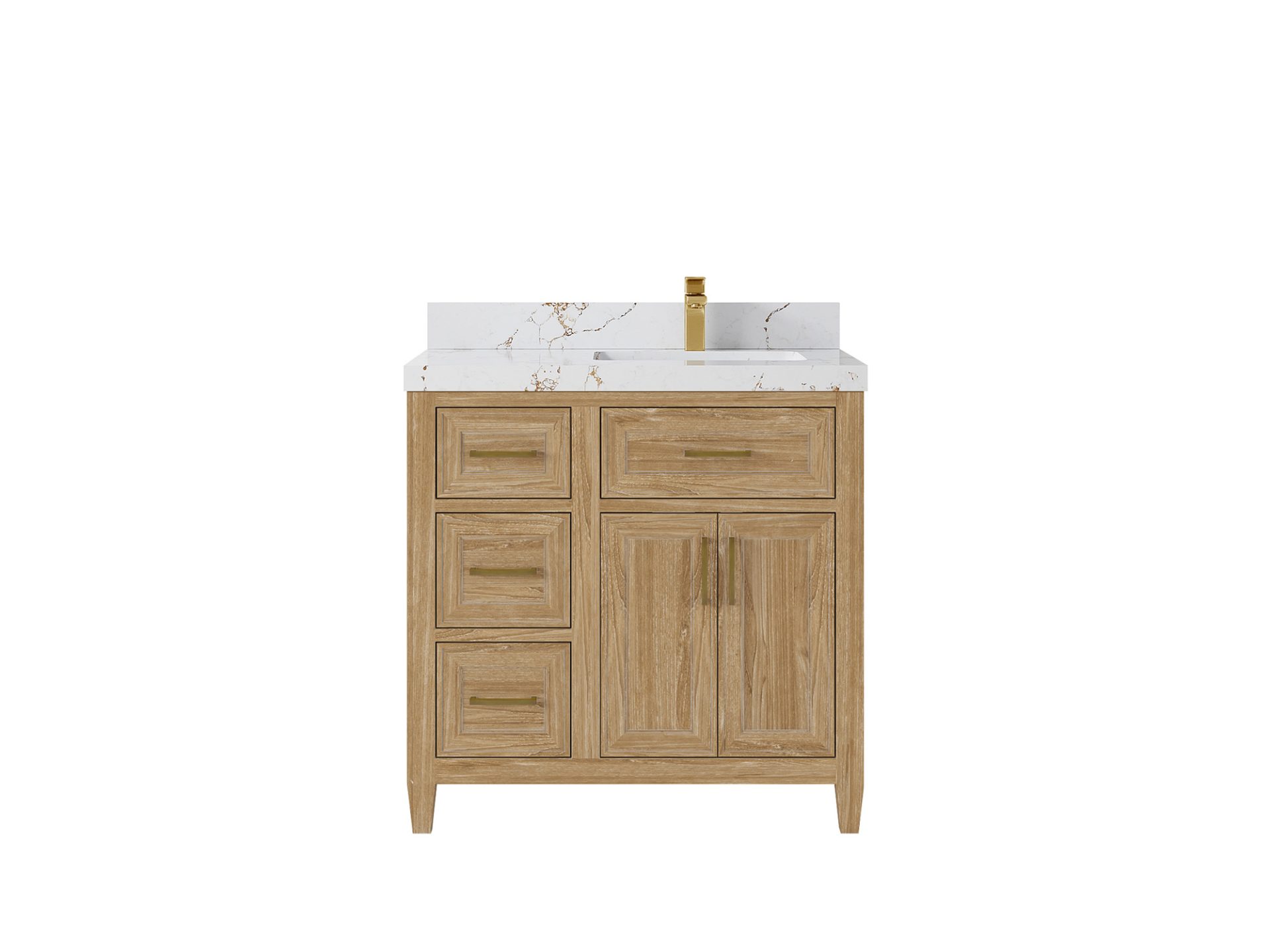 Santa Monica Teak Wood 36 in. W x 22 in. D Right Offset Sink Bathroom Vanity