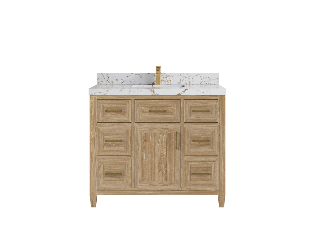 Santa Monica Teak Wood 42 in. W x 22 in. D Single Sink Bathroom Vanity