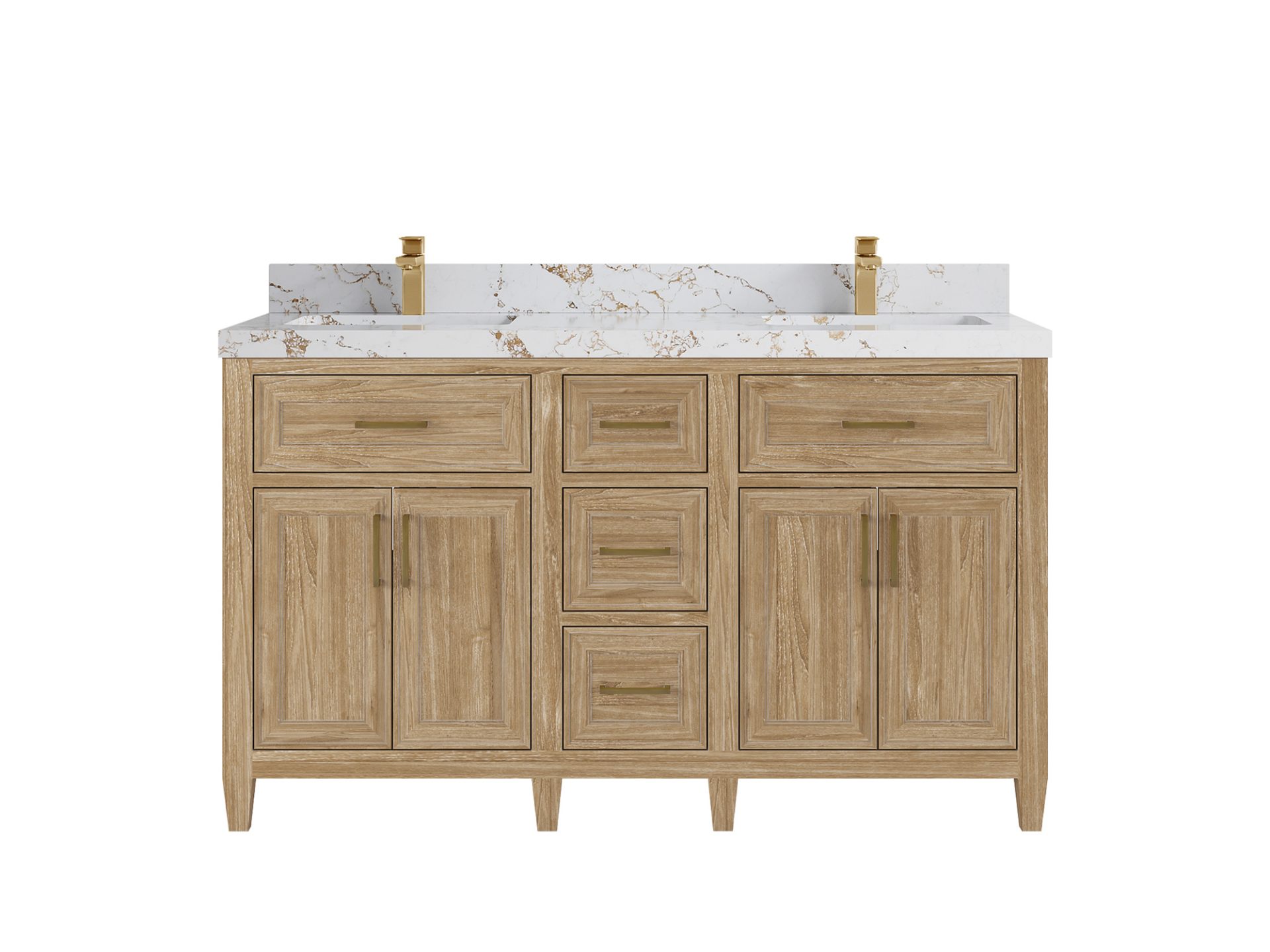 Santa Monica Teak Wood 60 in. W x 22 in. D Double Sink Bathroom Vanity