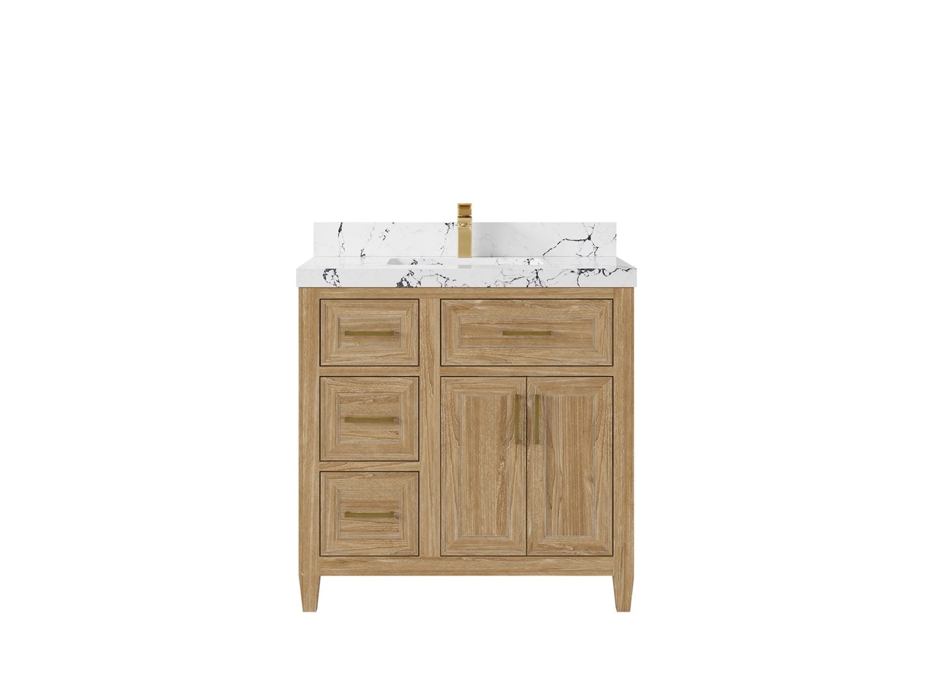 Santa Monica Teak Wood 36 in. W x 22 in. D Center Sink Bathroom Vanity