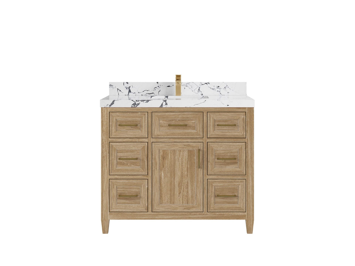 Santa Monica Teak Wood 42 in. W x 22 in. D Single Sink Bathroom Vanity