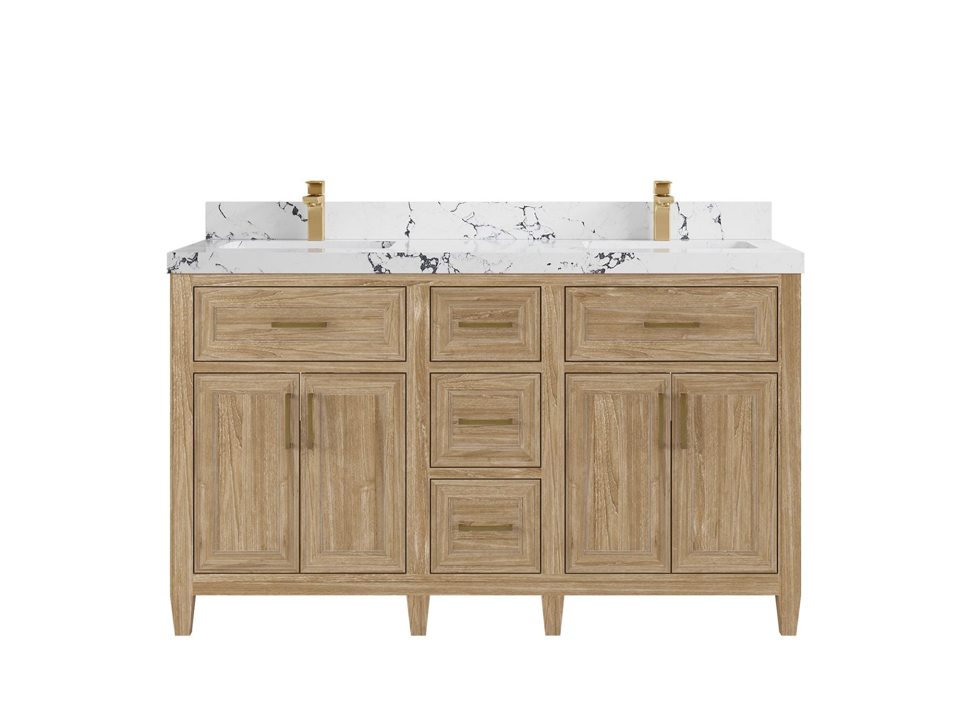 Santa Monica Teak Wood 60 in. W x 22 in. D Double Sink Bathroom Vanity