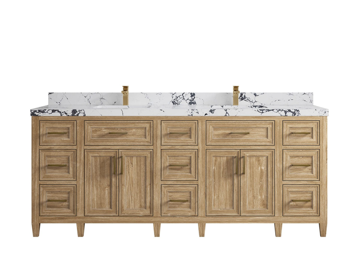 Santa Monica Teak Wood 84 in. W x 22 in. D Double Sink Bathroom Vanity