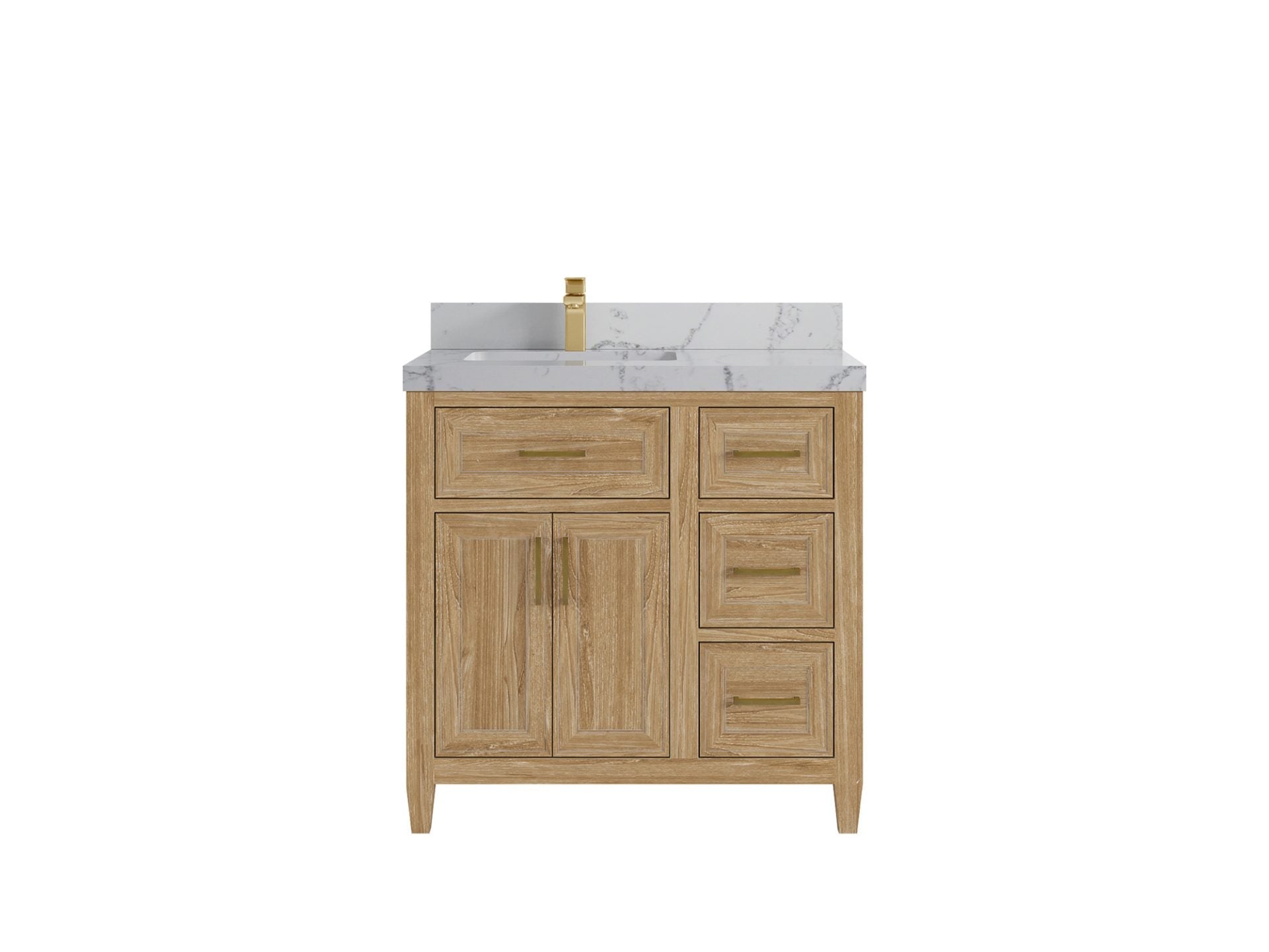 Santa Monica Teak Wood 36 in. W x 22 in. D Left Offset Sink Bathroom Vanity