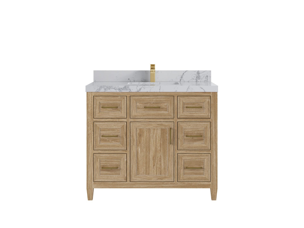 Santa Monica Teak Wood 42 in. W x 22 in. D Single Sink Bathroom Vanity