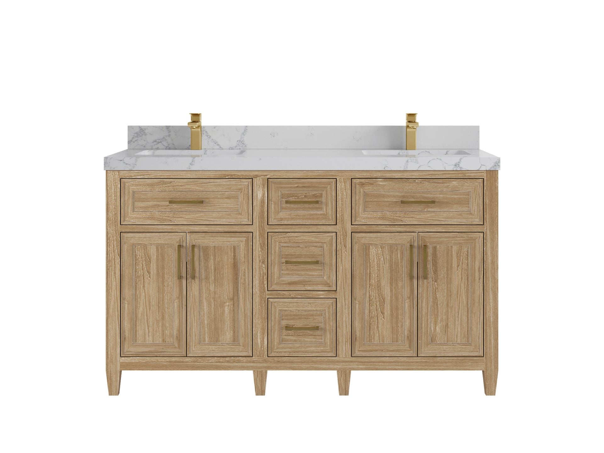 Santa Monica Teak Wood 60 in. W x 22 in. D Double Sink Bathroom Vanity