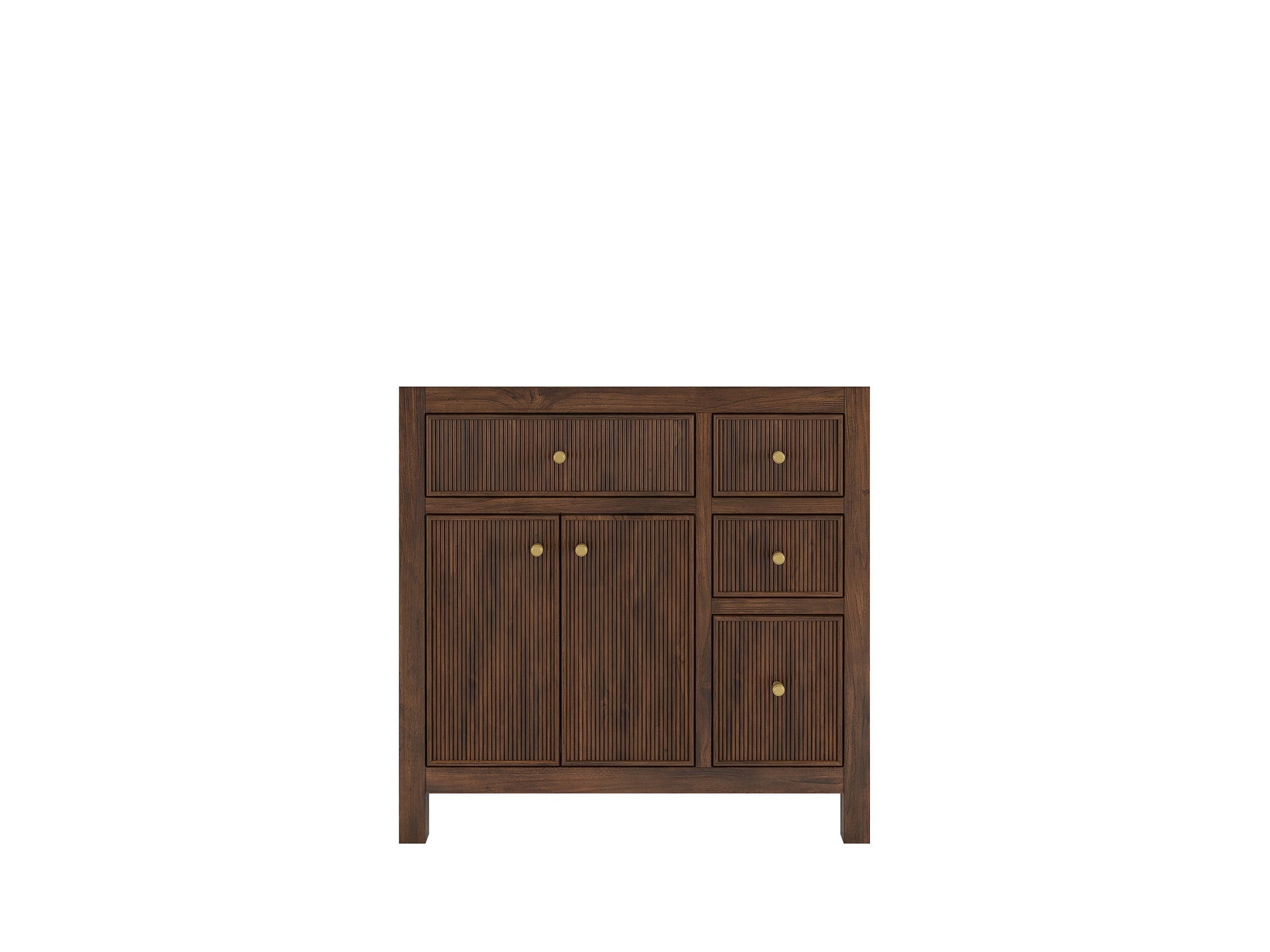 Sonoma Reeded Teak Wood 36 in. W x 22 in. D Left Offset Sink Bathroom Vanity