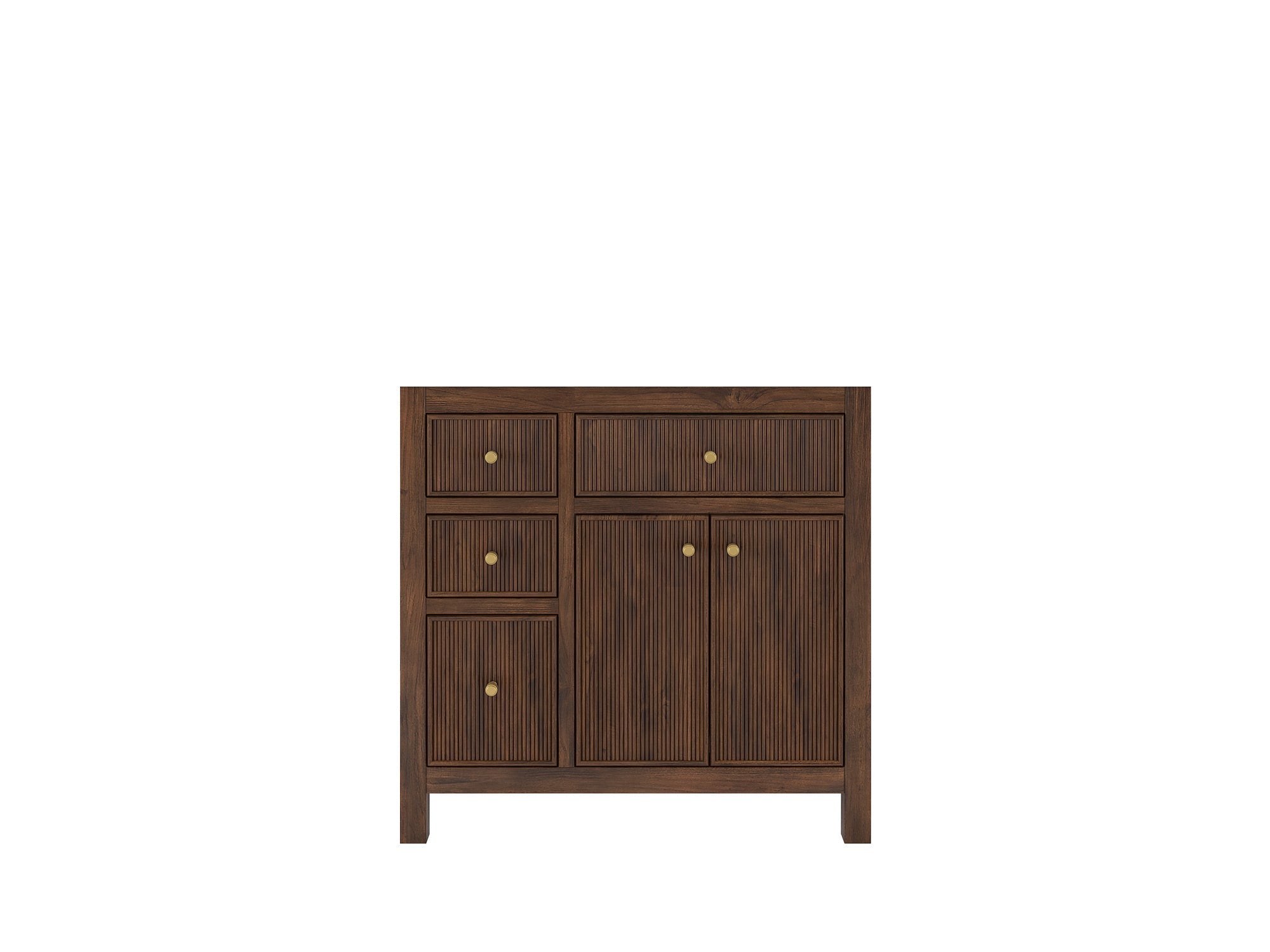 Sonoma Reeded Teak Wood 36 in. W x 22 in. D Right Offset Sink Bathroom Vanity