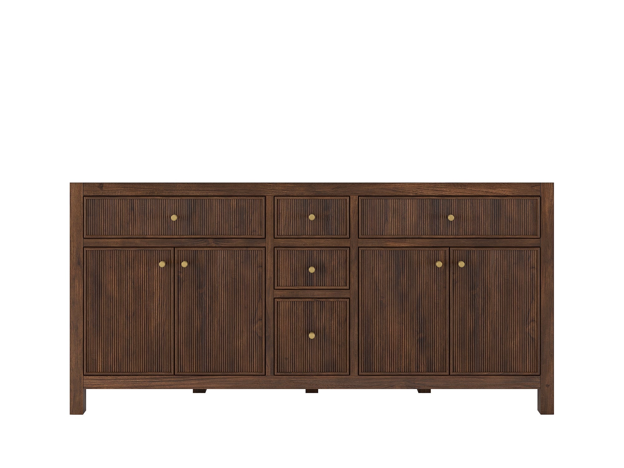 Sonoma Reeded Teak Wood 72 in. W x 22 in. D Double Sink Bathroom Vanity