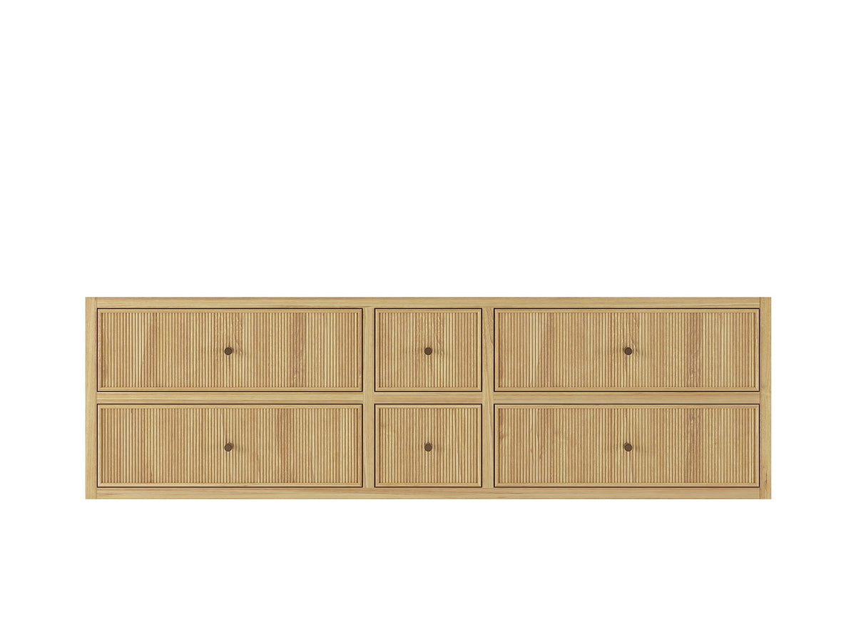 Sonoma Reeded Floating Teak 72 in. W x 22 in. D Double Sink Bathroom Vanity