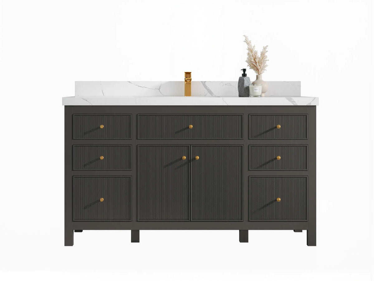 Sonoma 60 in W x 22 in D Free Standing Reeded Single Sink Bathroom Vanity