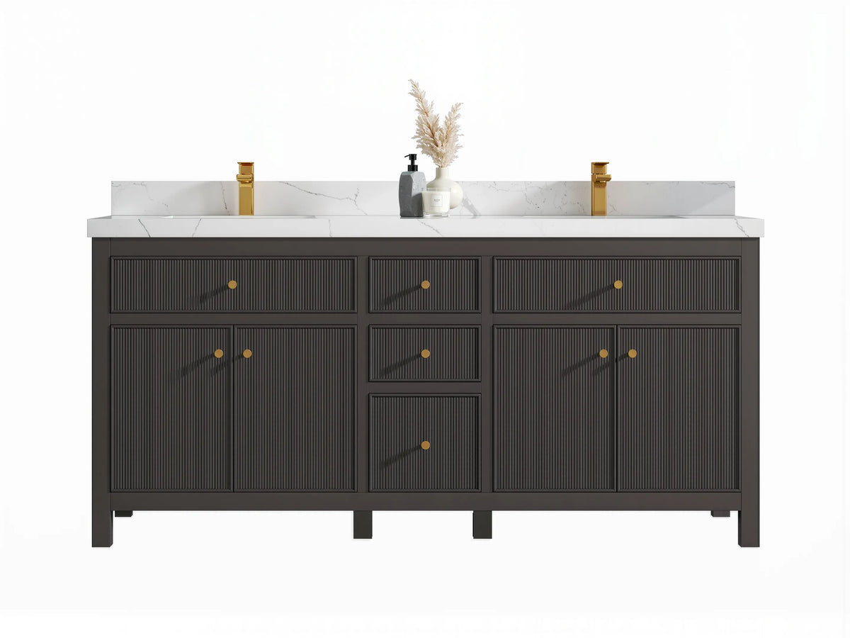 Sonoma 72 in W x 22 in D Free Standing Reeded Double Sink Bathroom Vanity