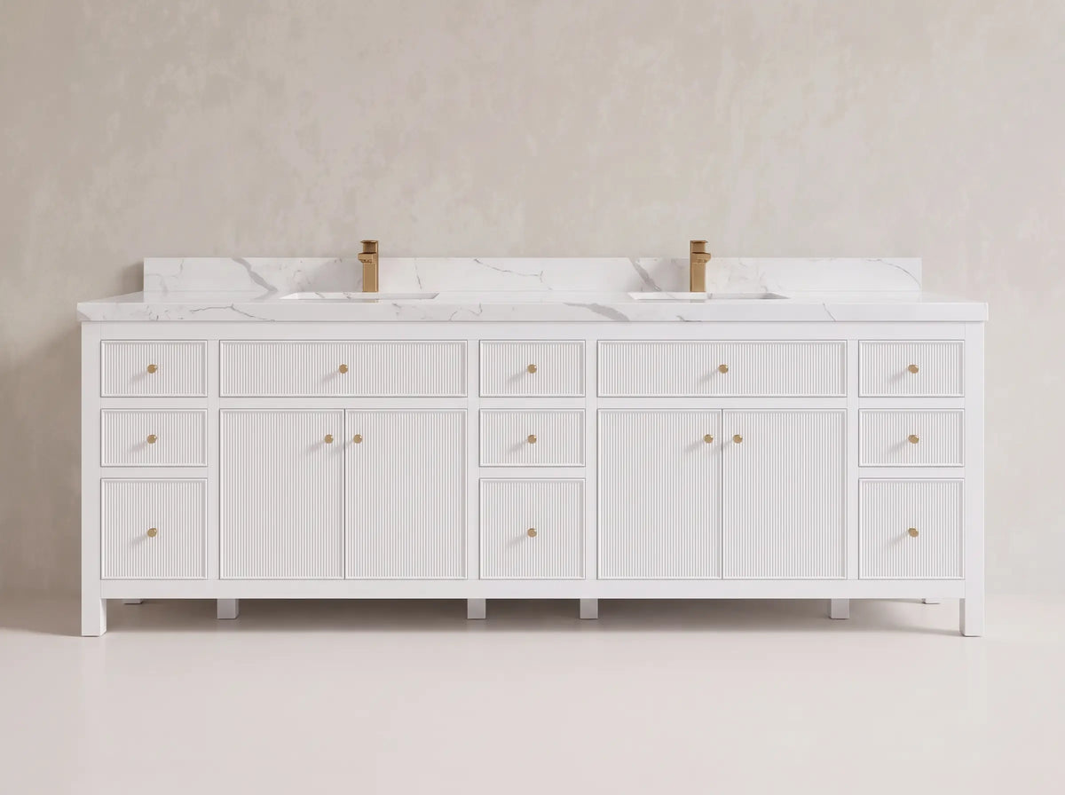 Sonoma 96 in W x 22 in D Free Standing Reeded Double Sink Bathroom Vanity