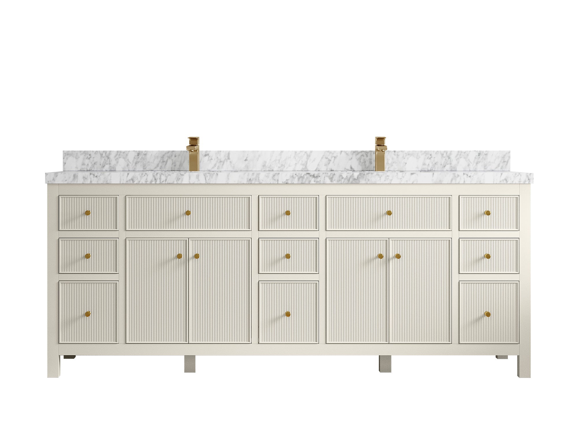 Sonoma 84 in W x 22 in D Free Standing Reeded Double Sink Bathroom Vanity