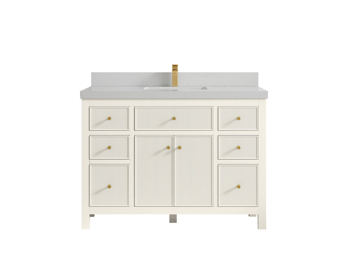 Sonoma 48 in. W x 22 in. D Single Sink Bathroom Vanity in Alabaster with 2 in. Carrara Quartz Countertop