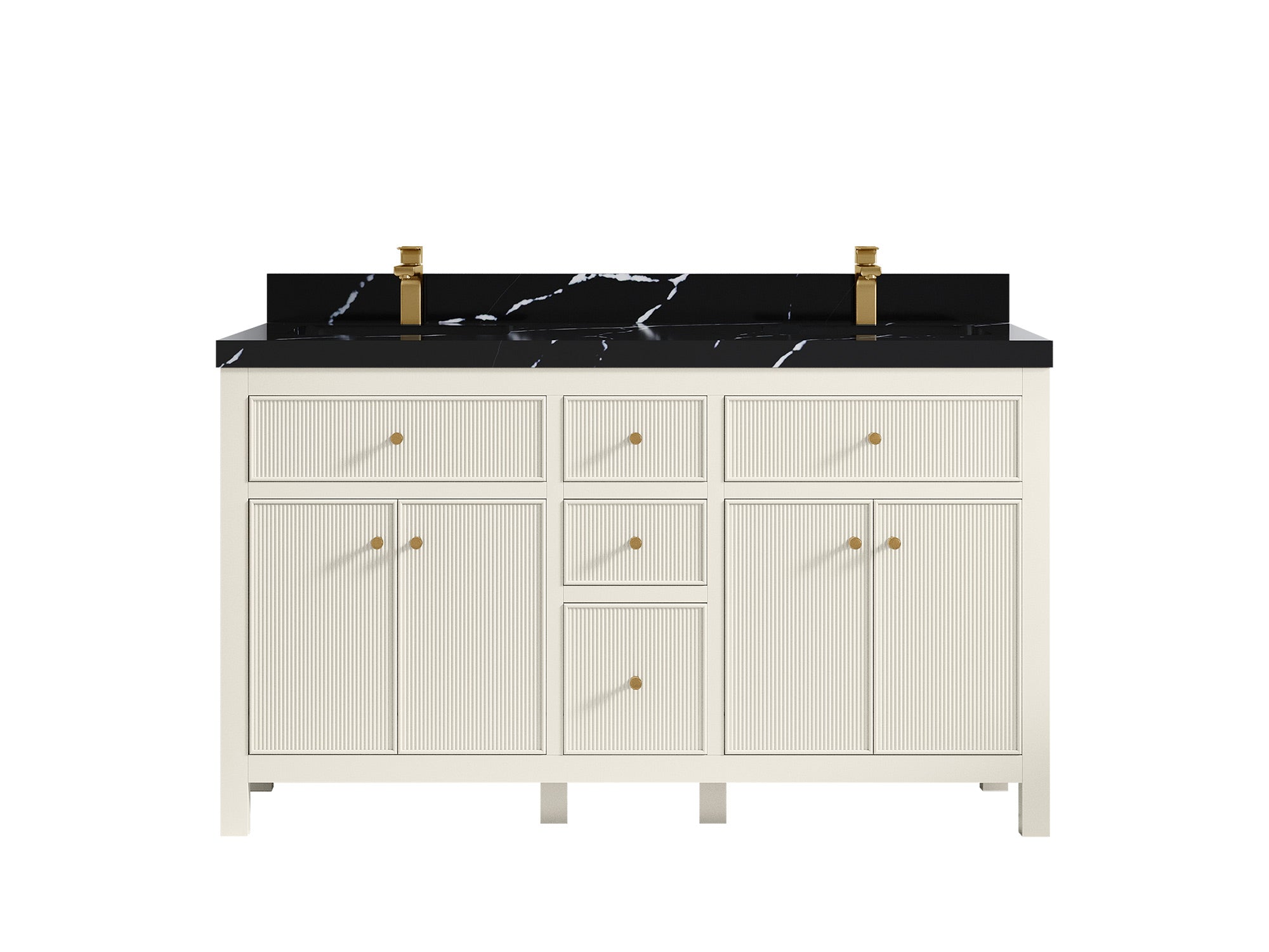 Sonoma 60 in W x 22 in D Free Standing Reeded Double Sink Bathroom Vanity