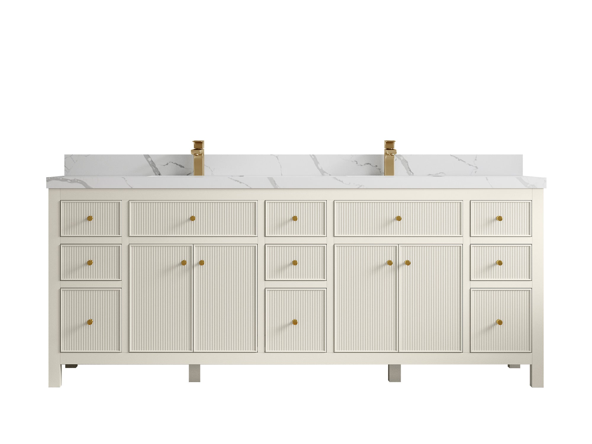 Sonoma 84 in W x 22 in D Free Standing Reeded Double Sink Bathroom Vanity