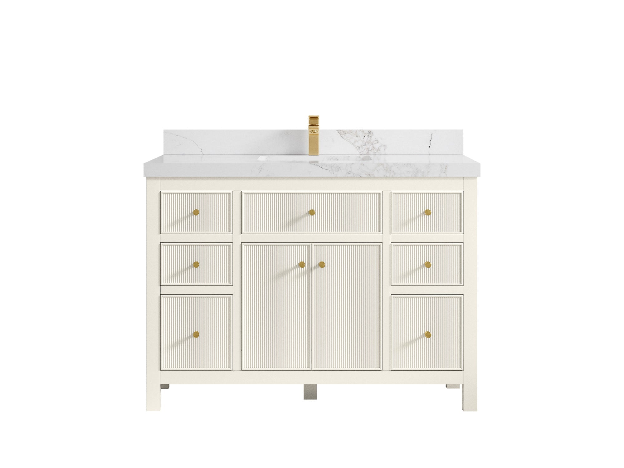Sonoma 48 in. W x 22 in. D Single Sink Bathroom Vanity in Alabaster with 2 in. Calacatta Nuvo Quartz Countertop