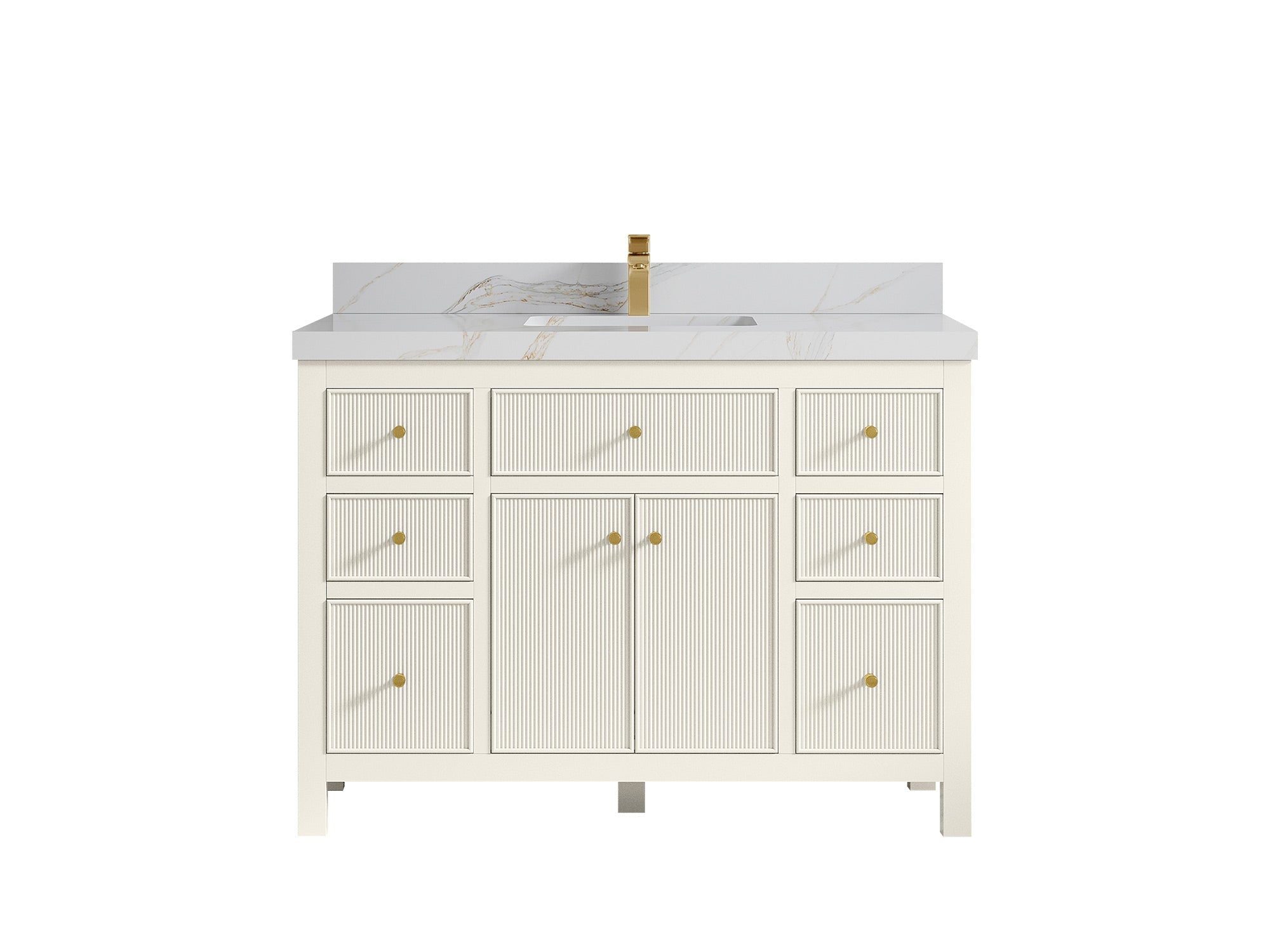 Sonoma 48 in. W x 22 in. D Single Sink Bathroom Vanity in Alabaster with 2 in. Calacatta Sienna Quartz Countertop
