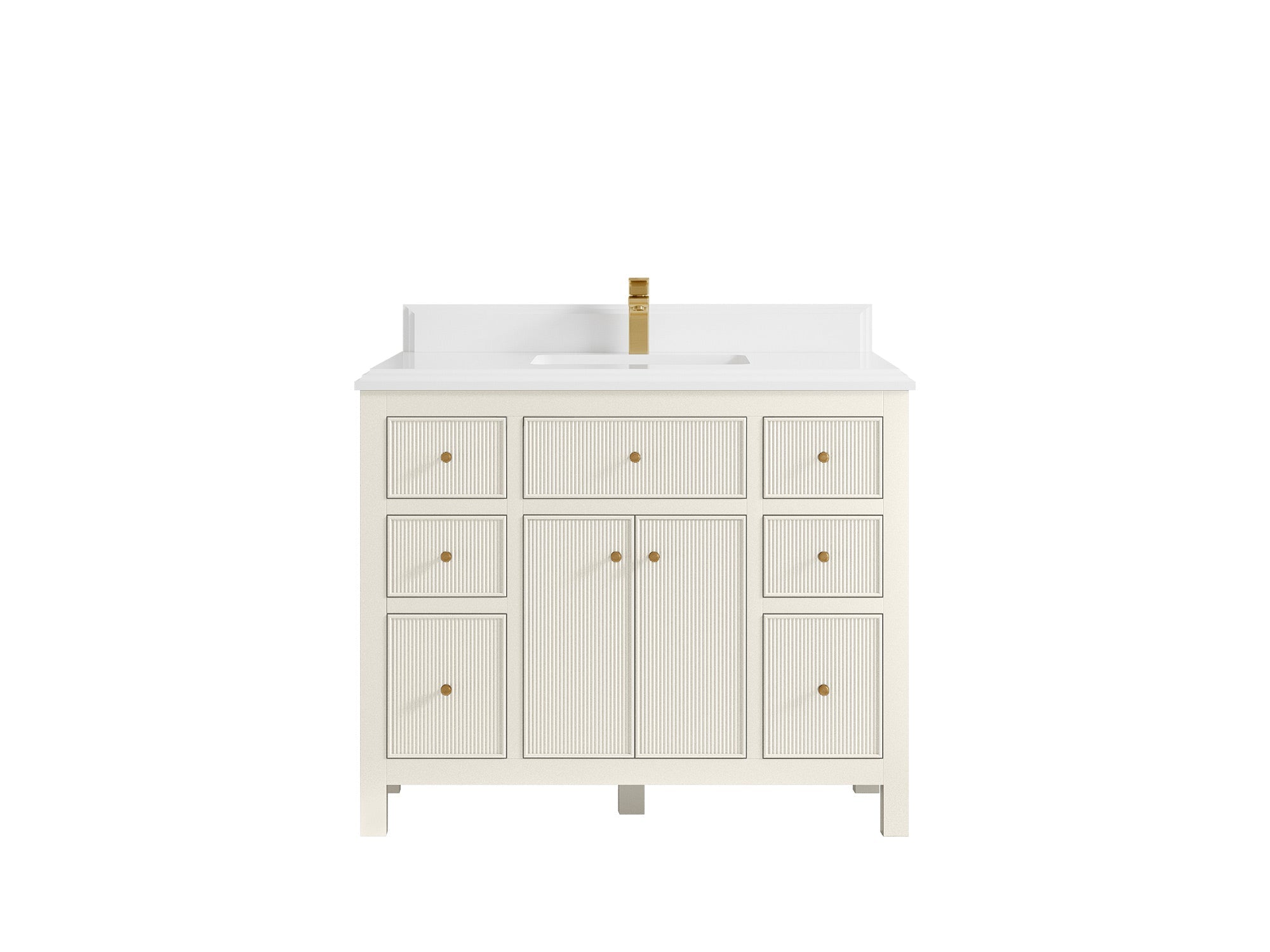 Sonoma 42 in. W x 22 in. D Single Sink Bathroom Vanity in Alabaster with Double Cove Edge 1.5 in Calacatta Laza Quartz Countertop