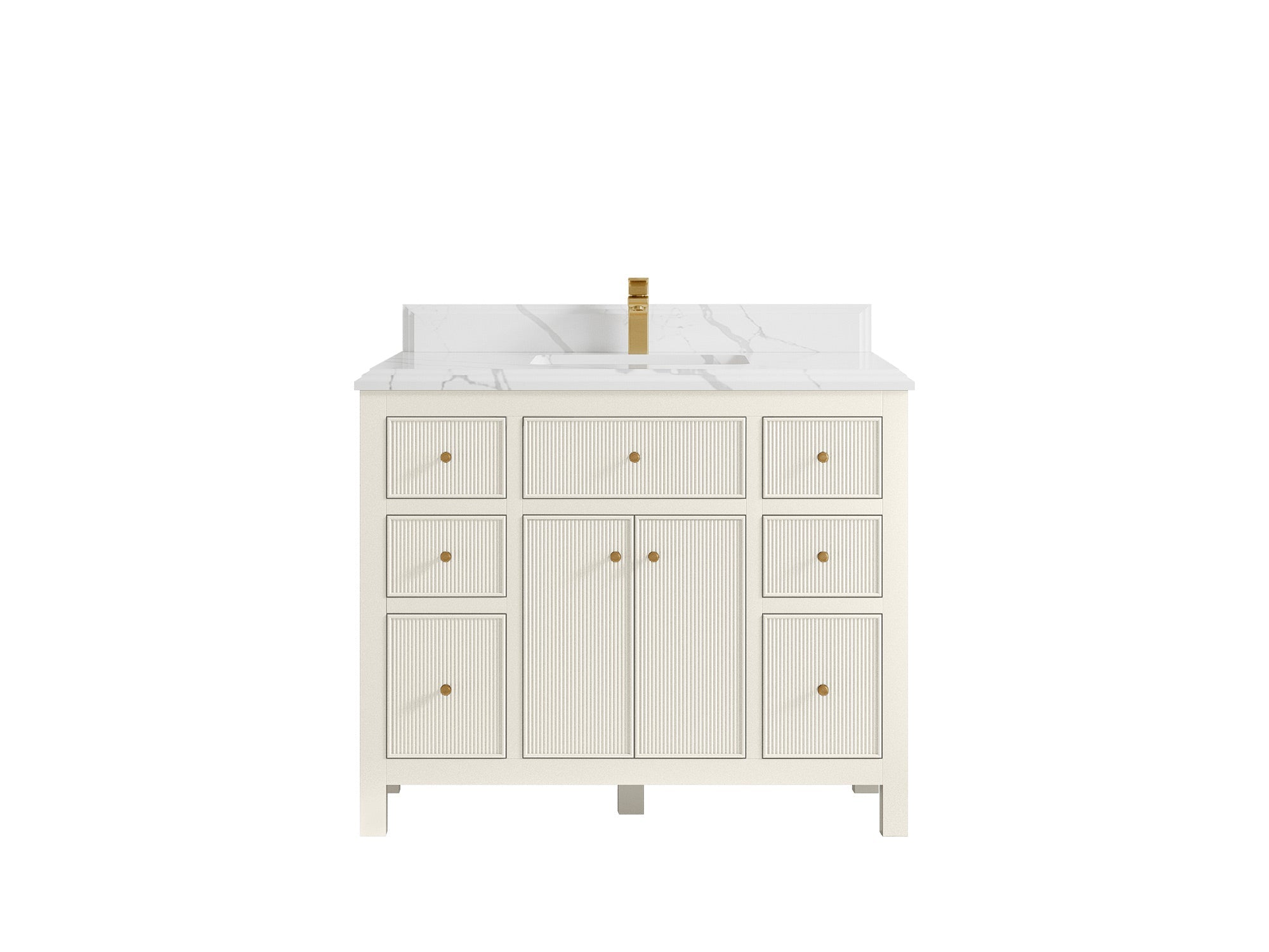 Sonoma 42 in. W x 22 in. D Single Sink Bathroom Vanity in Alabaster with Double Cove Edge 1.5 in White Quartz Countertop