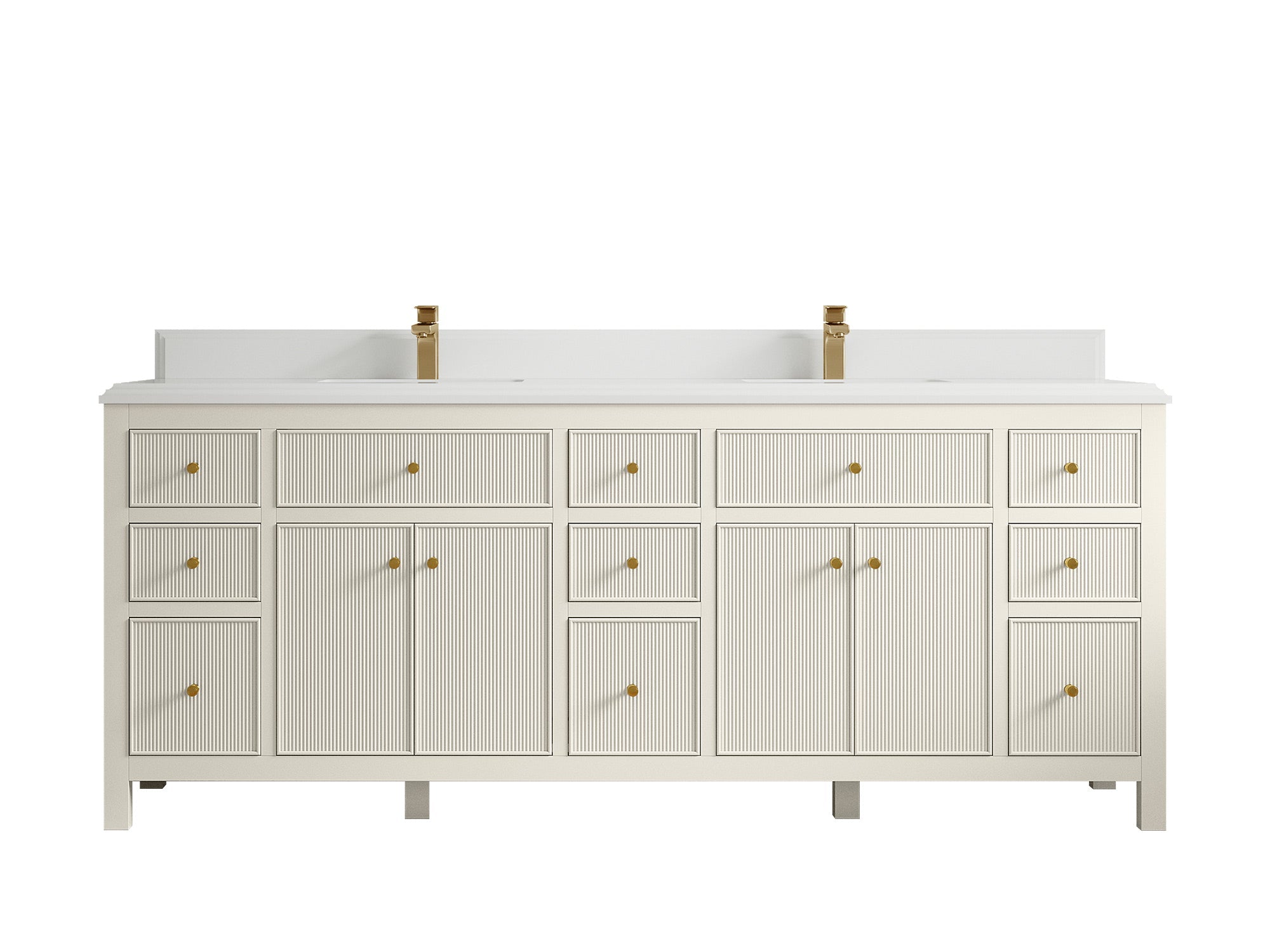 Sonoma 84 in W x 22 in D Free Standing Reeded Double Sink Bathroom Vanity