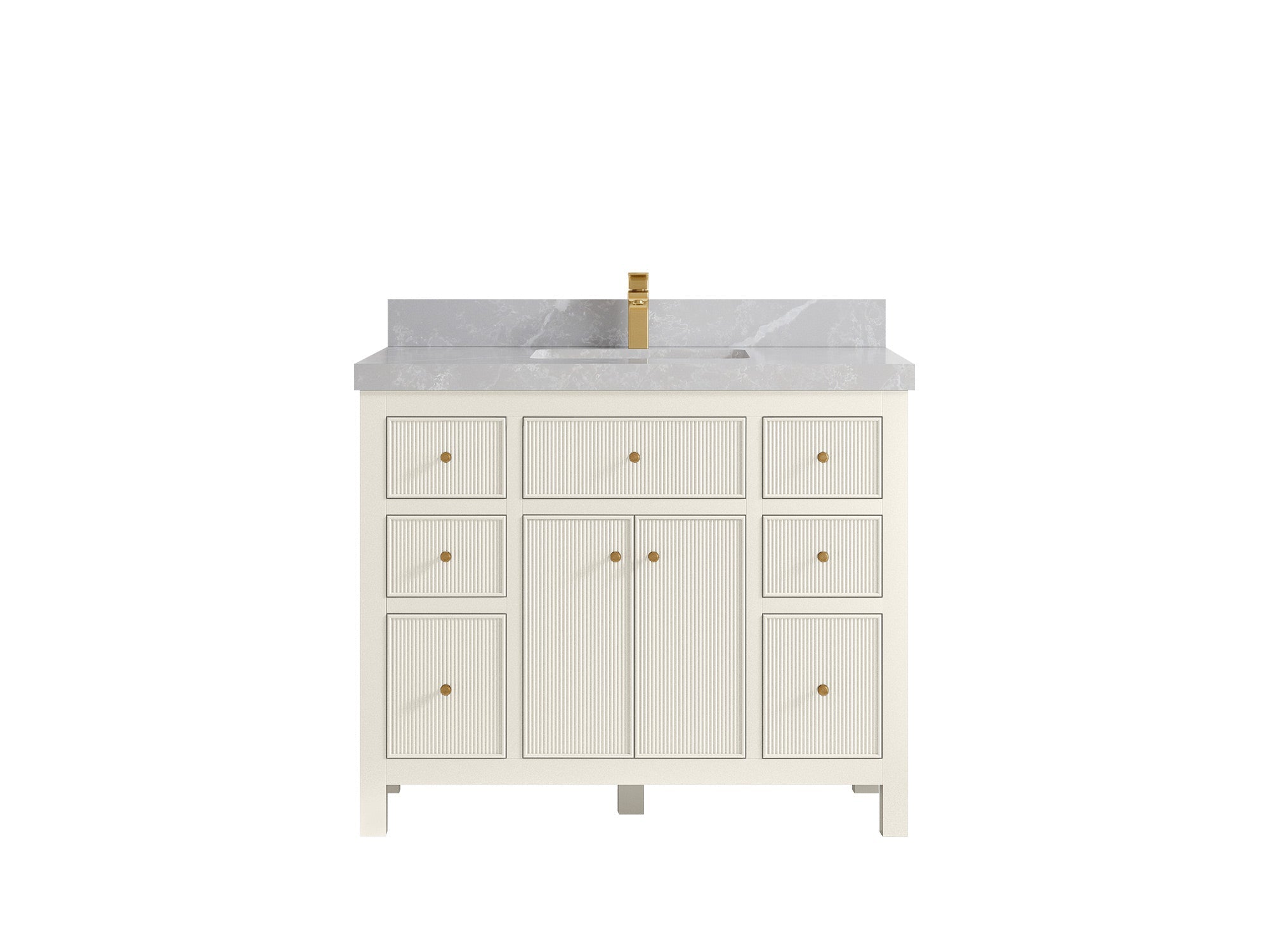 Sonoma 42 in. W x 22 in. D Single Sink Bathroom Vanity in Alabaster with 2 in. Pearl Light Gray Quartz Countertop