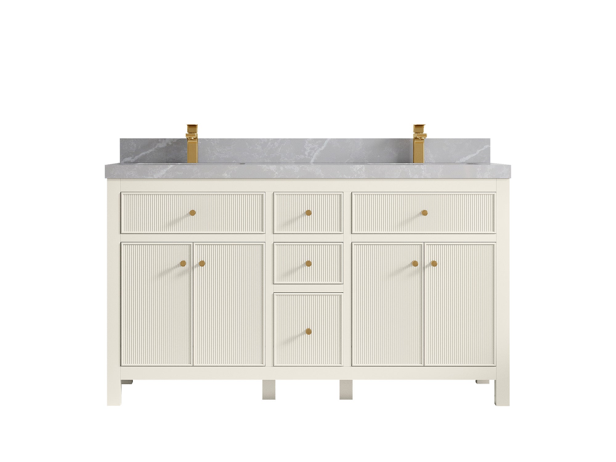 Sonoma 60 in W x 22 in D Free Standing Reeded Double Sink Bathroom Vanity