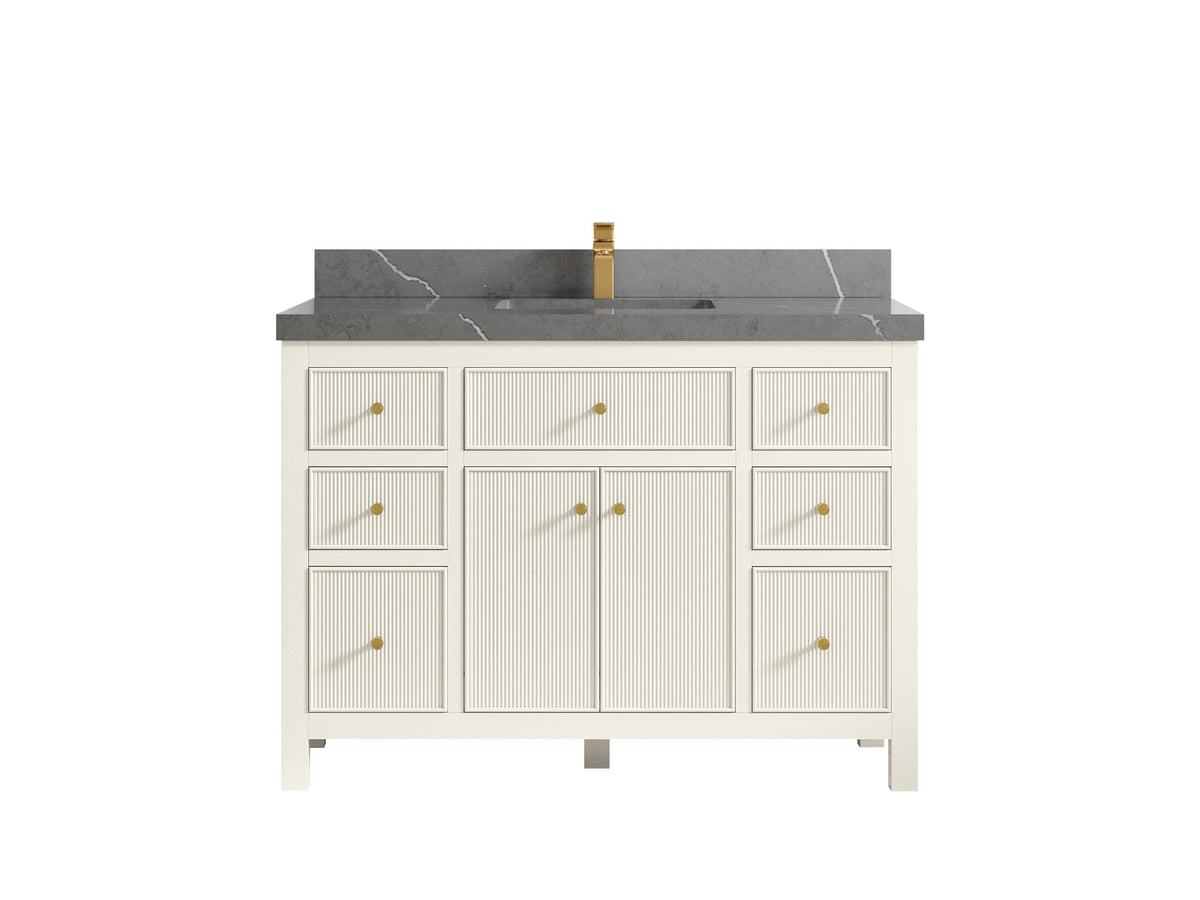 Sonoma 48 in. W x 22 in. D Single Sink Bathroom Vanity in Alabaster with 2 in. Piatra Gray Quartz Countertop