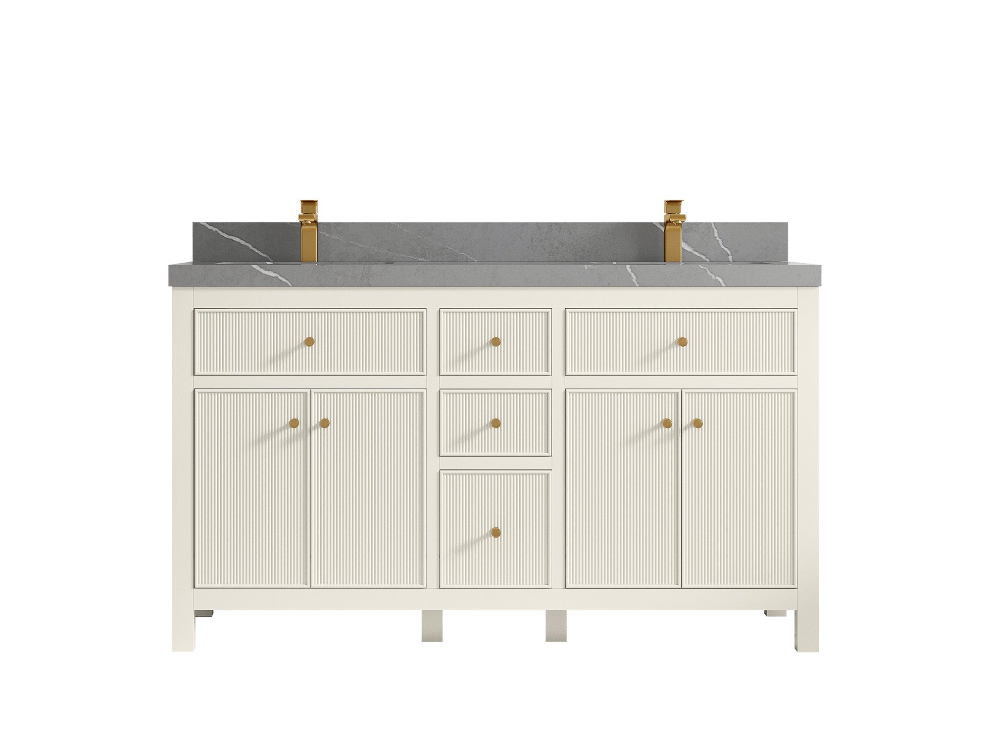 Sonoma 60 in W x 22 in D Free Standing Reeded Double Sink Bathroom Vanity