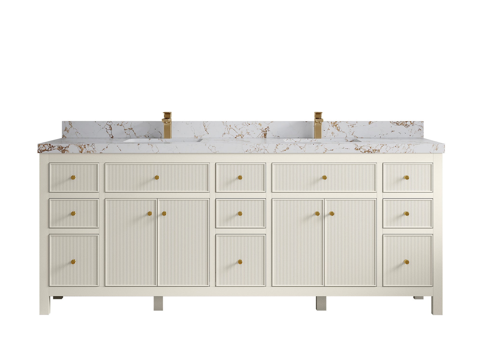 Sonoma 84 in W x 22 in D Free Standing Reeded Double Sink Bathroom Vanity