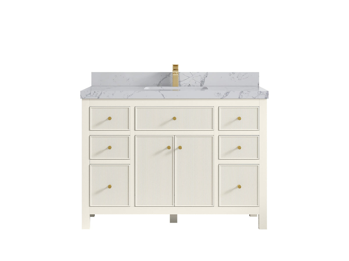 Sonoma 48 in. W x 22 in. D Single Sink Bathroom Vanity in Alabaster with 2 in. Venatino Quartz Countertop