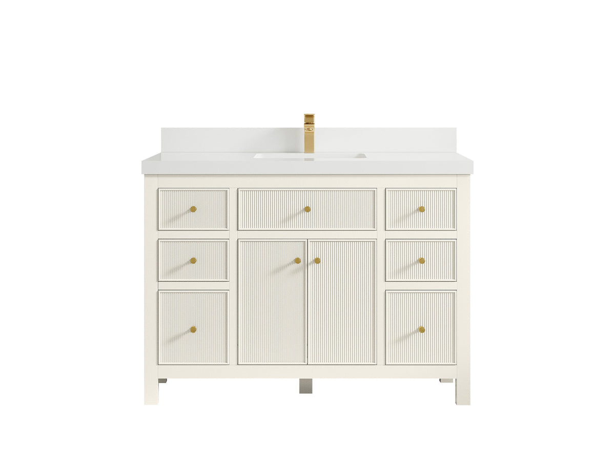 Sonoma 48 in. W x 22 in. D Single Sink Bathroom Vanity in Alabaster with 2 in. White Quartz Countertop