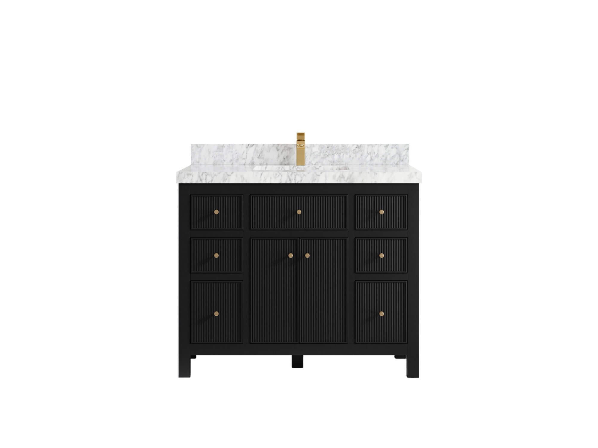 Sonoma 42 in. W x 22 in. D Single Sink Bathroom Vanity in Black with 2 in. Carrara Marble Countertop