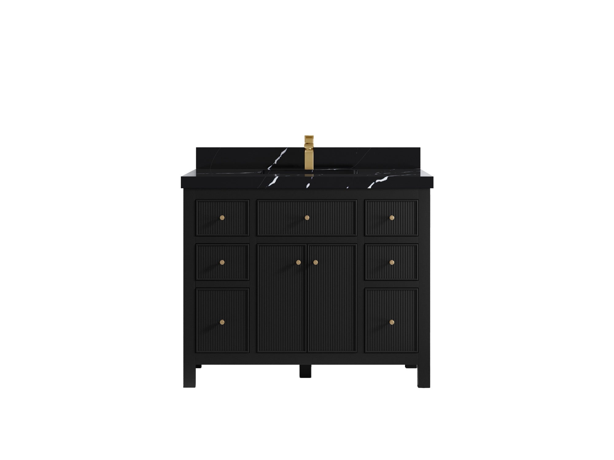 Sonoma 42 in. W x 22 in. D Single Sink Bathroom Vanity in Black with 2 in. Calacatta Black Quartz Countertop