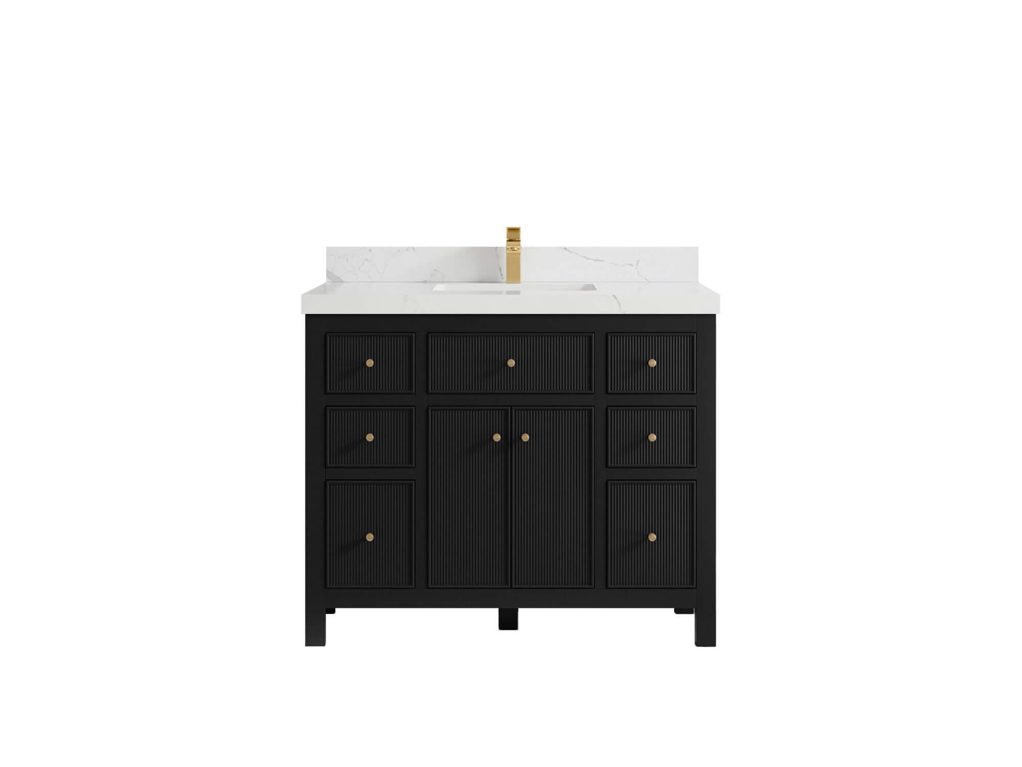 Sonoma 42 in. W x 22 in. D Single Sink Bathroom Vanity in Black with 2 in. Calacatta Laza Quartz Countertop