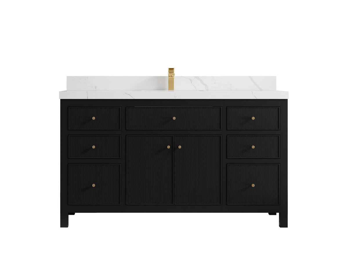 Sonoma 60 in W x 22 in D Free Standing Reeded Single Sink Bathroom Vanity