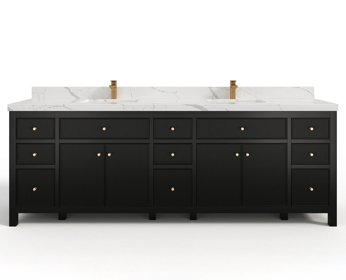 Sonoma 96 in W x 22 in D Free Standing Reeded Double Sink Bathroom Vanity