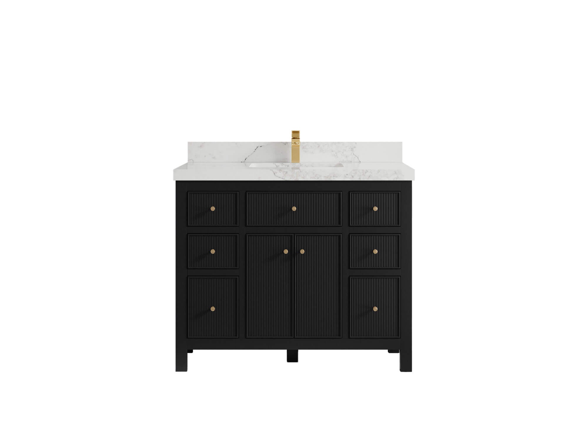 Sonoma 42 in. W x 22 in. D Single Sink Bathroom Vanity in Black with 2 in. Calacatta Nuvo Quartz Countertop