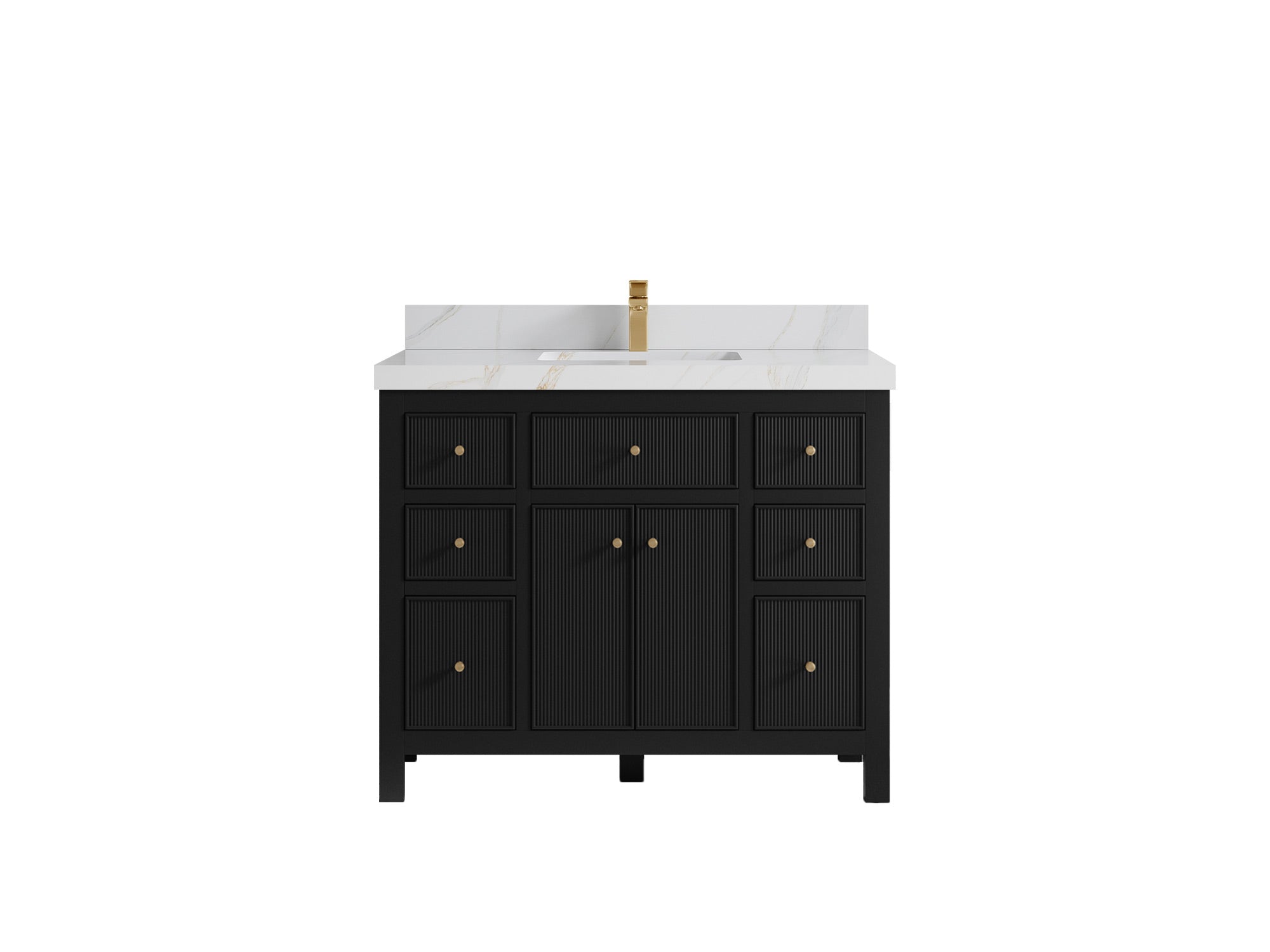 Sonoma 42 in. W x 22 in. D Single Sink Bathroom Vanity in Black with 2 in. Calacatta Sienna Quartz Countertop