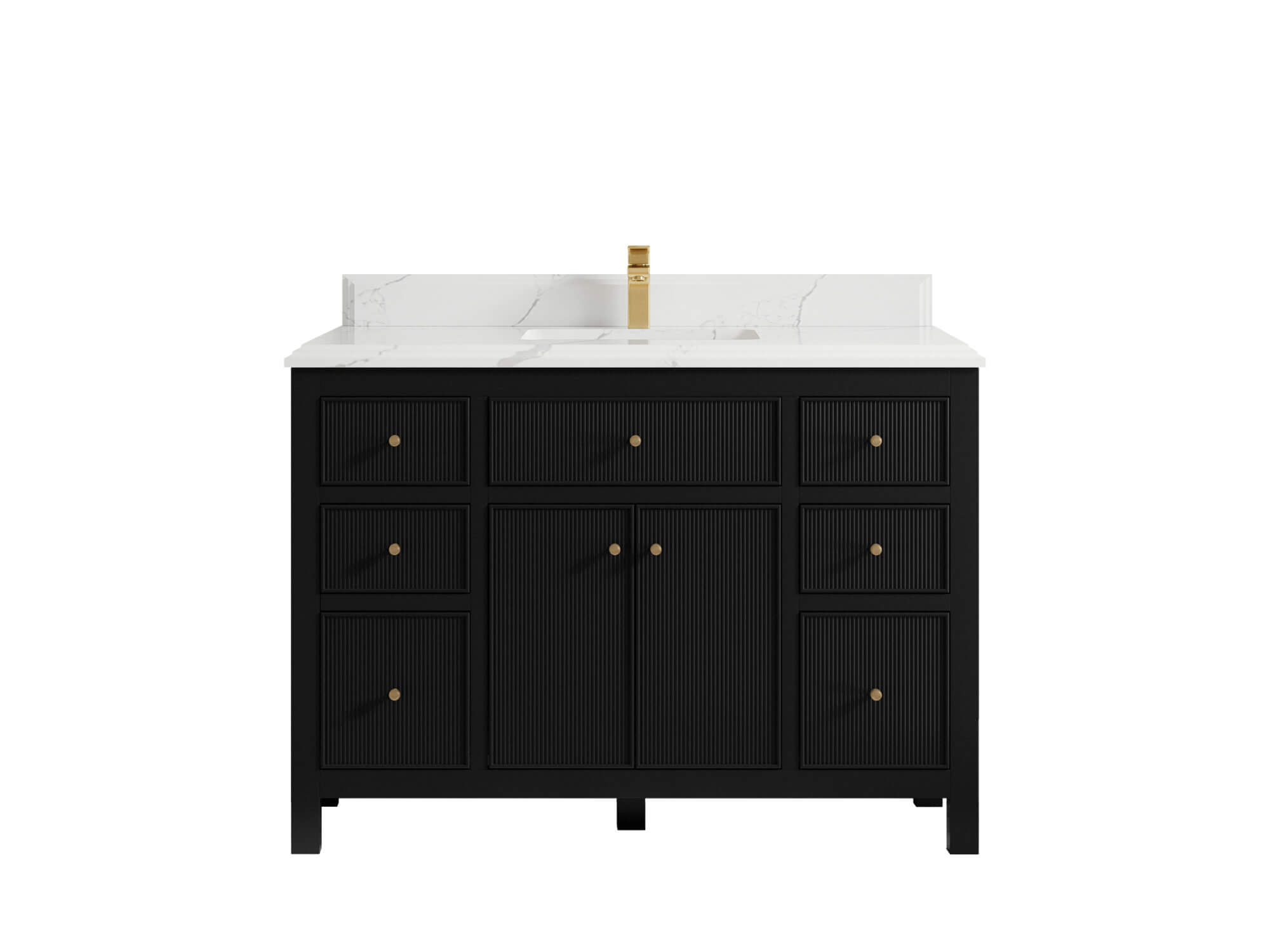 Sonoma 48 in. W x 22 in. D Single Sink Bathroom Vanity in Black with Double Cove Edge 1.5 in Calacatta Laza Quartz Countertop